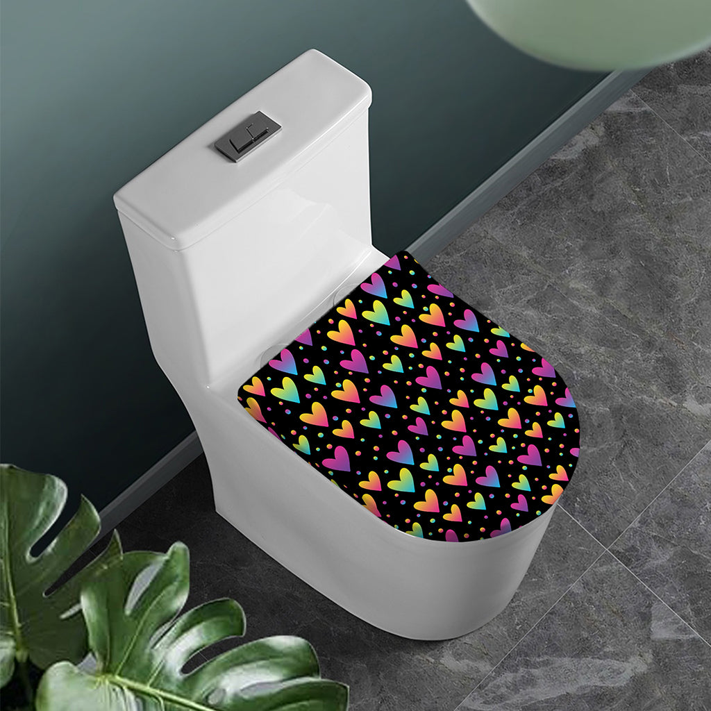 Colorful Heart Pattern Print Toilet Lid Cover