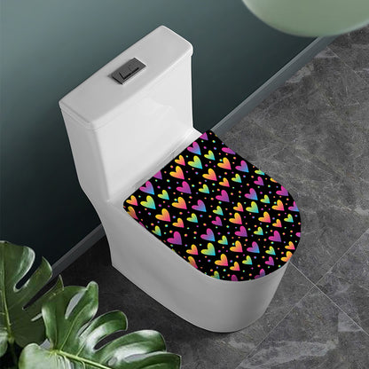 Colorful Heart Pattern Print Toilet Lid Cover