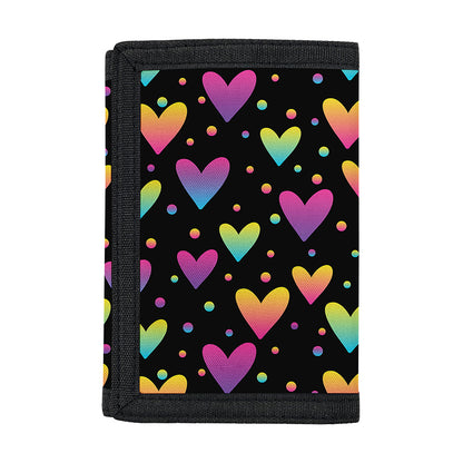 Colorful Heart Pattern Print Trifold Wallet