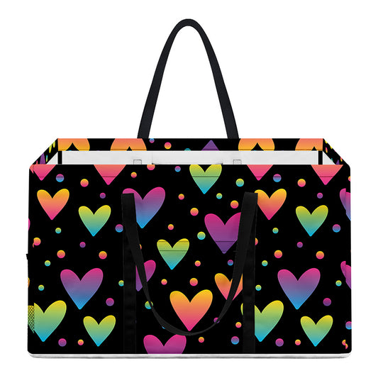 Colorful Heart Pattern Print Utility Tote Bag