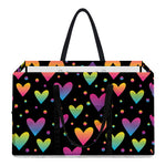 Colorful Heart Pattern Print Utility Tote Bag