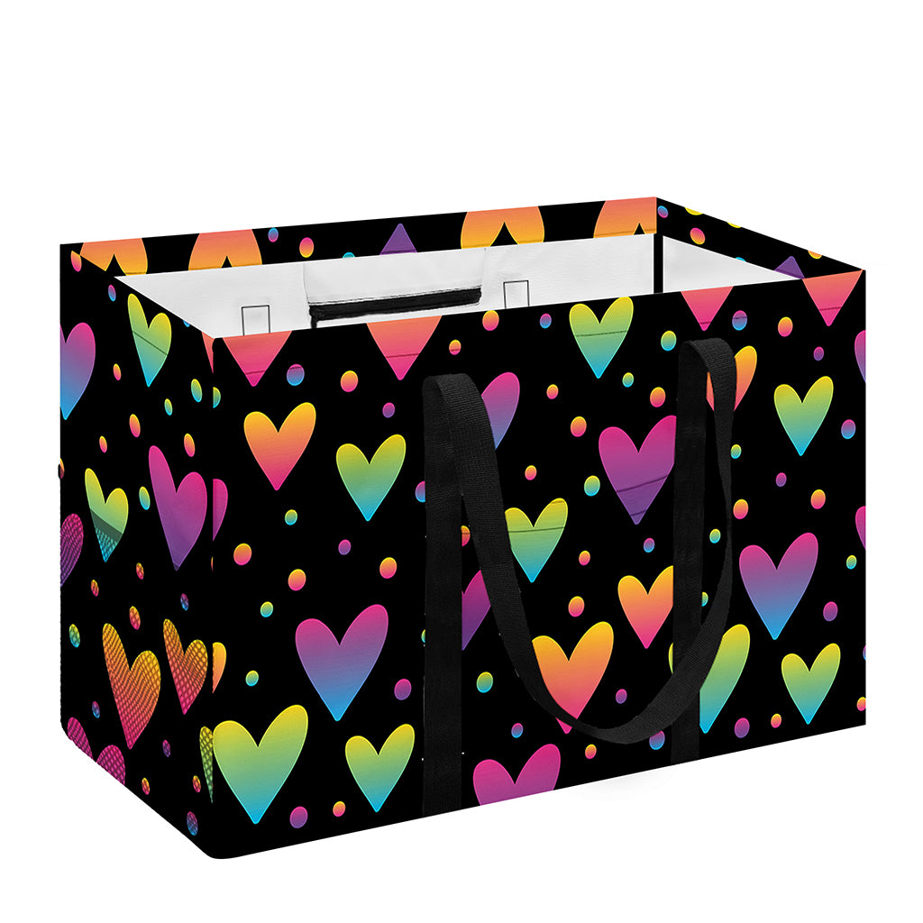 Colorful Heart Pattern Print Utility Tote Bag