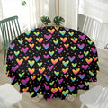 Colorful Heart Pattern Print Waterproof Round Tablecloth