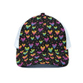 Colorful Heart Pattern Print White Mesh Trucker Hat