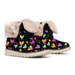 Colorful Heart Pattern Print Winter Boots