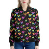 Colorful Heart Pattern Print Women's Bomber Jacket