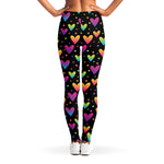 Colorful Heart Pattern Print Women's Leggings