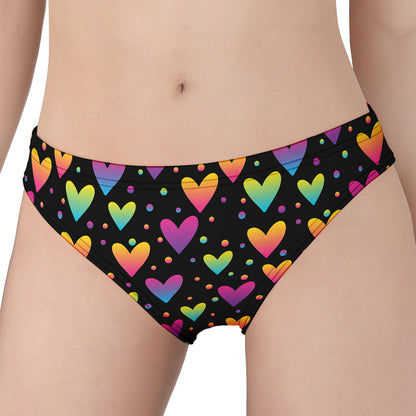 Colorful Heart Pattern Print Women's Panties