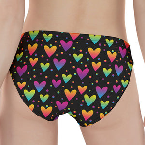 Colorful Heart Pattern Print Women's Panties