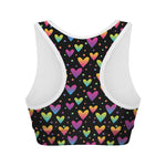 Colorful Heart Pattern Print Women's Sports Bra