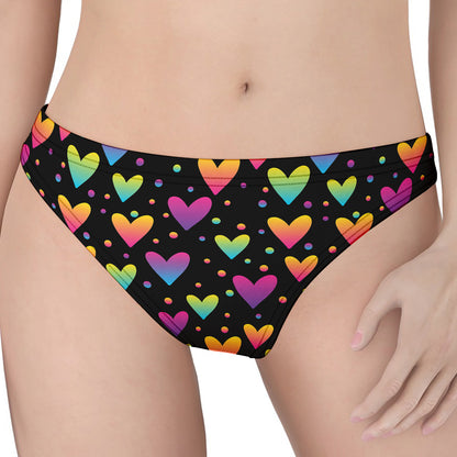 Colorful Heart Pattern Print Women's Thong