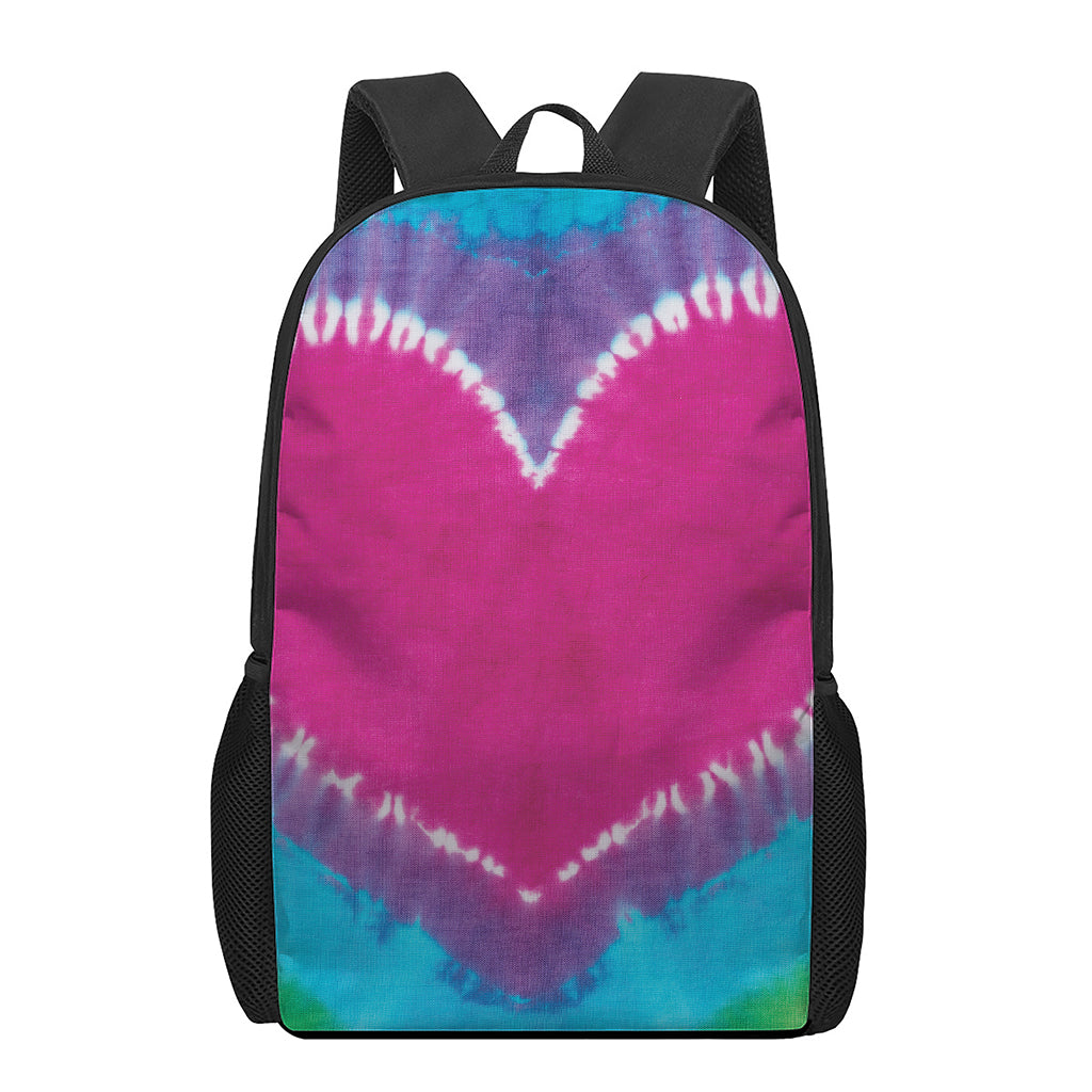 Colorful Heart Tie Dye Print 17 Inch Backpack