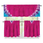 Colorful Heart Tie Dye Print 3 Piece Kitchen Curtains