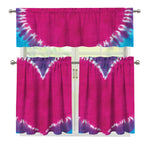 Colorful Heart Tie Dye Print 3 Piece Kitchen Curtains