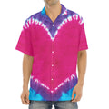 Colorful Heart Tie Dye Print Aloha Shirt