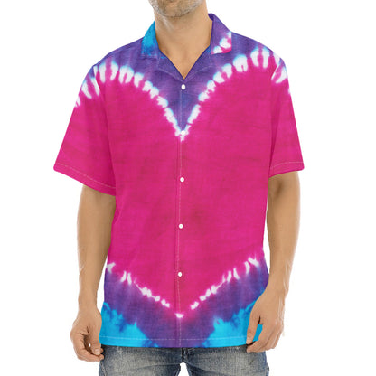 Colorful Heart Tie Dye Print Aloha Shirt