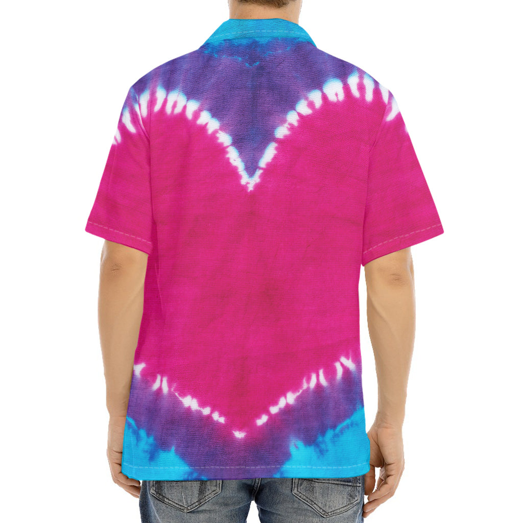 Colorful Heart Tie Dye Print Aloha Shirt