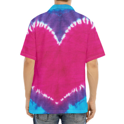 Colorful Heart Tie Dye Print Aloha Shirt