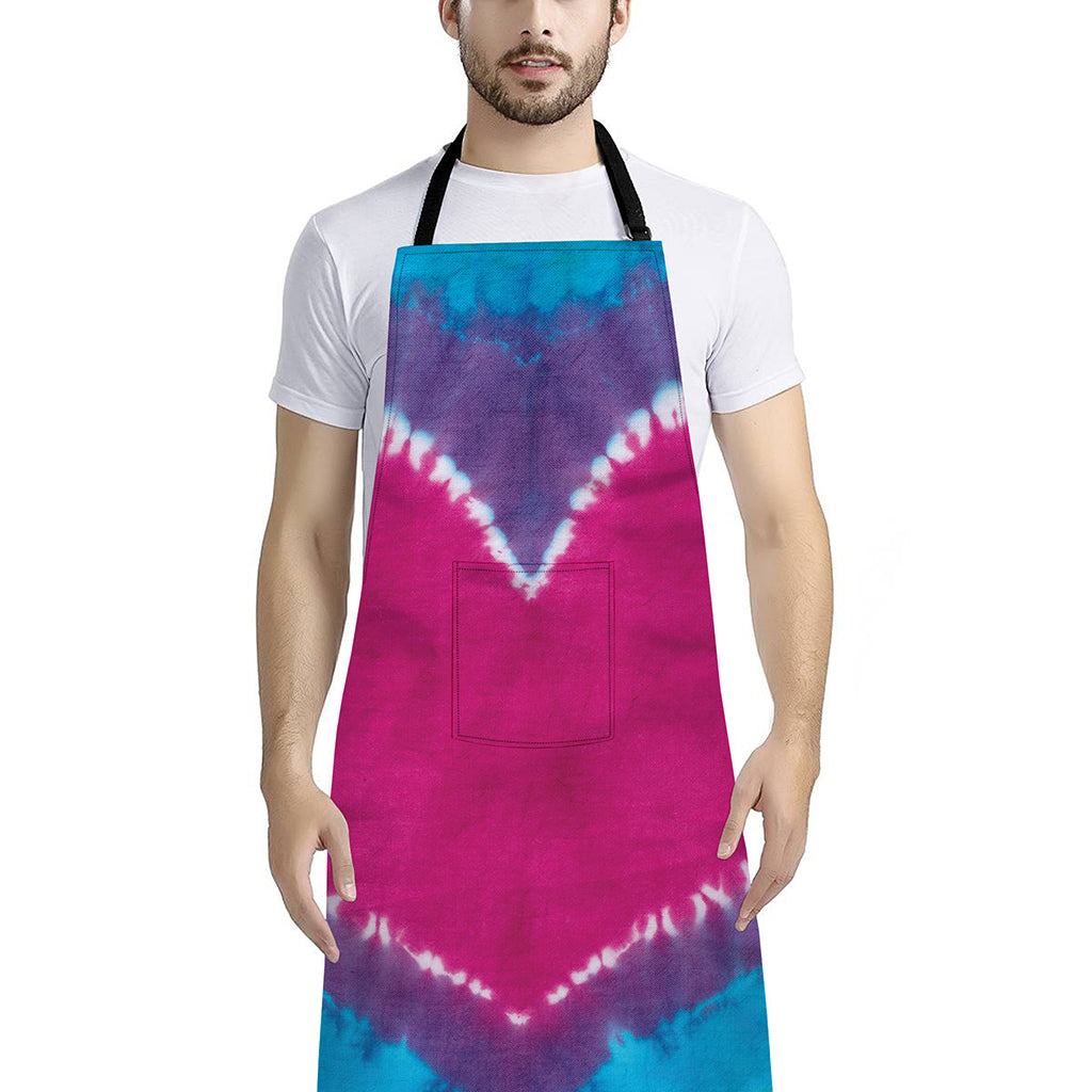 Colorful Heart Tie Dye Print Bib Apron With Pocket