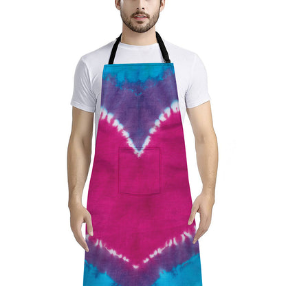 Colorful Heart Tie Dye Print Bib Apron With Pocket