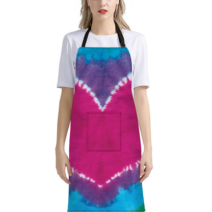 Colorful Heart Tie Dye Print Bib Apron With Pocket