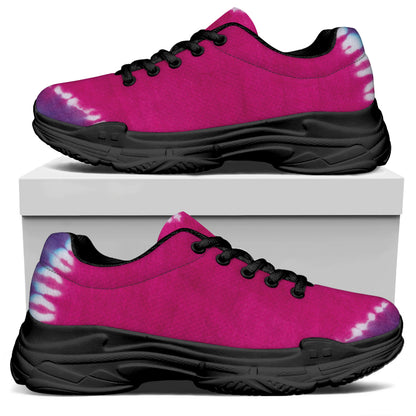Colorful Heart Tie Dye Print Black Chunky Shoes