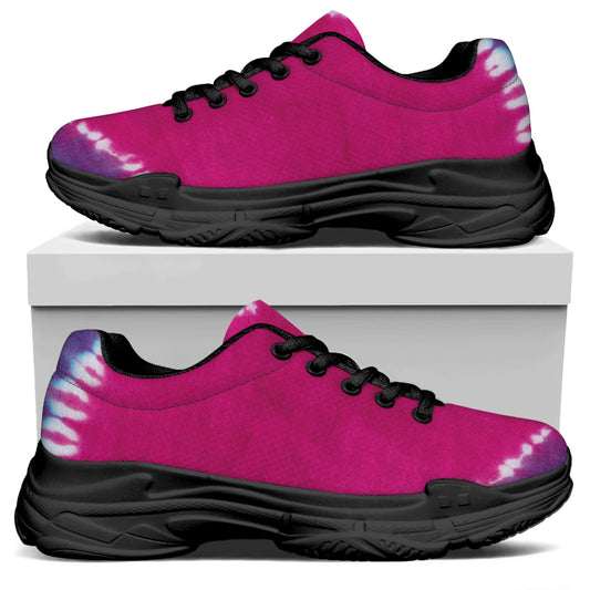 Colorful Heart Tie Dye Print Black Chunky Shoes