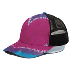 Colorful Heart Tie Dye Print Black Mesh Trucker Cap