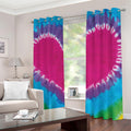 Colorful Heart Tie Dye Print Dimout Grommet Curtains