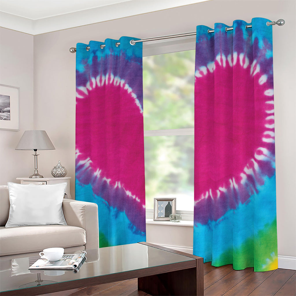 Colorful Heart Tie Dye Print Blackout Grommet Curtains