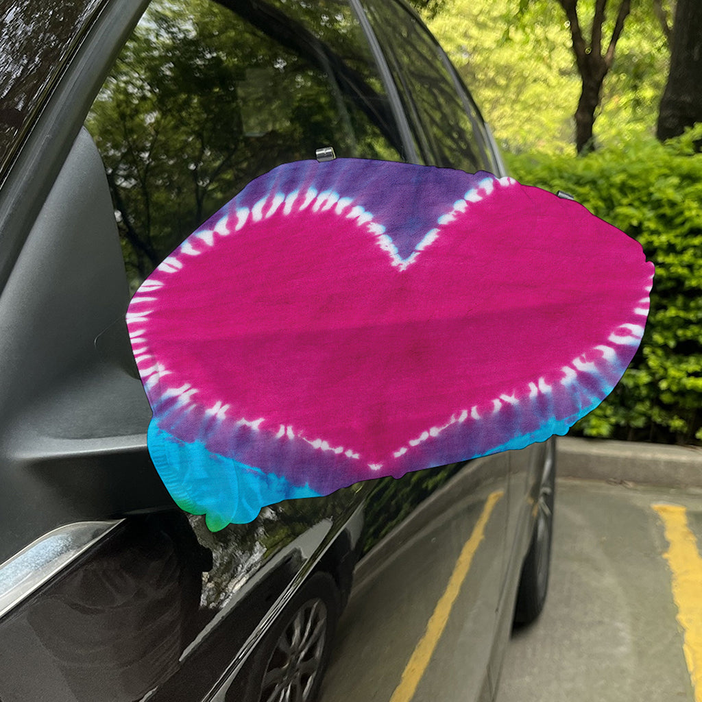 Colorful Heart Tie Dye Print Car Side Mirror Covers