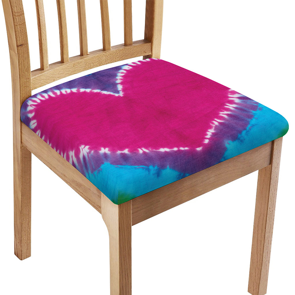 Colorful Heart Tie Dye Print Chair Cushion Cover