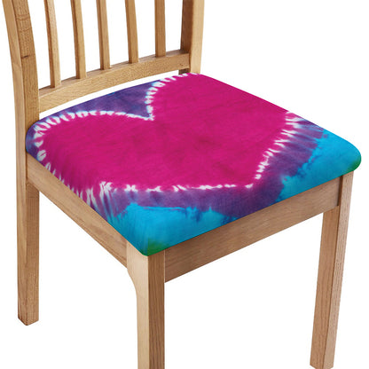 Colorful Heart Tie Dye Print Chair Cushion Cover
