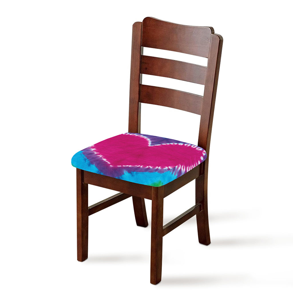 Colorful Heart Tie Dye Print Chair Cushion Cover
