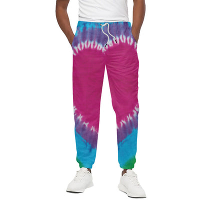 Colorful Heart Tie Dye Print Cotton Pants