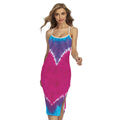 Colorful Heart Tie Dye Print Cross Back Cami Dress