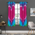 Colorful Heart Tie Dye Print Grommet Curtain Panels