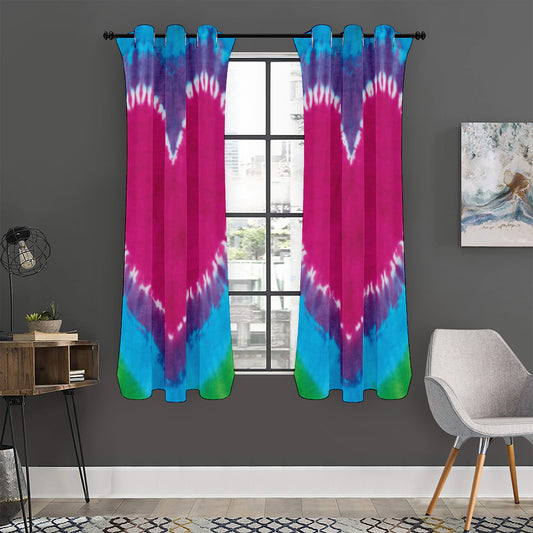 Colorful Heart Tie Dye Print Curtain