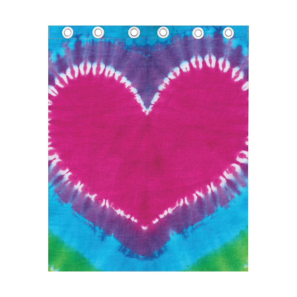 Colorful Heart Tie Dye Print Curtain
