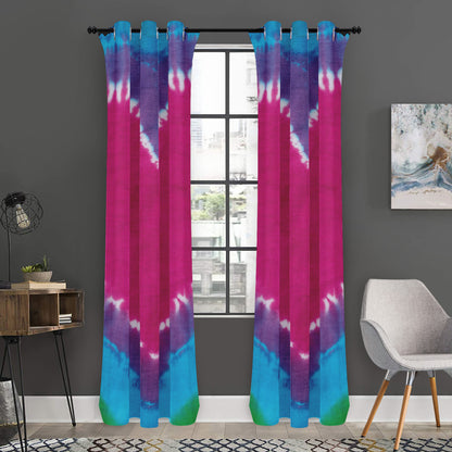 Colorful Heart Tie Dye Print Curtain