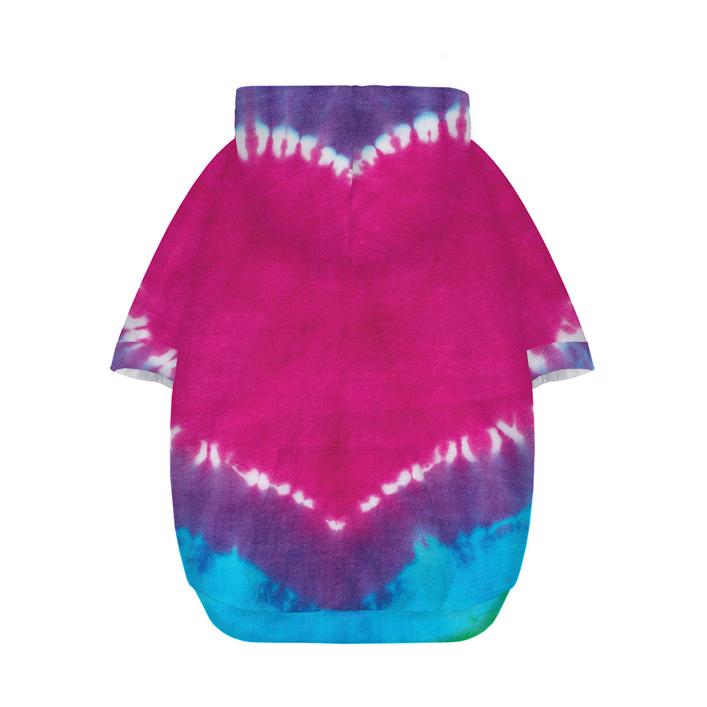 Colorful Heart Tie Dye Print Dog Zip Up Hoodie