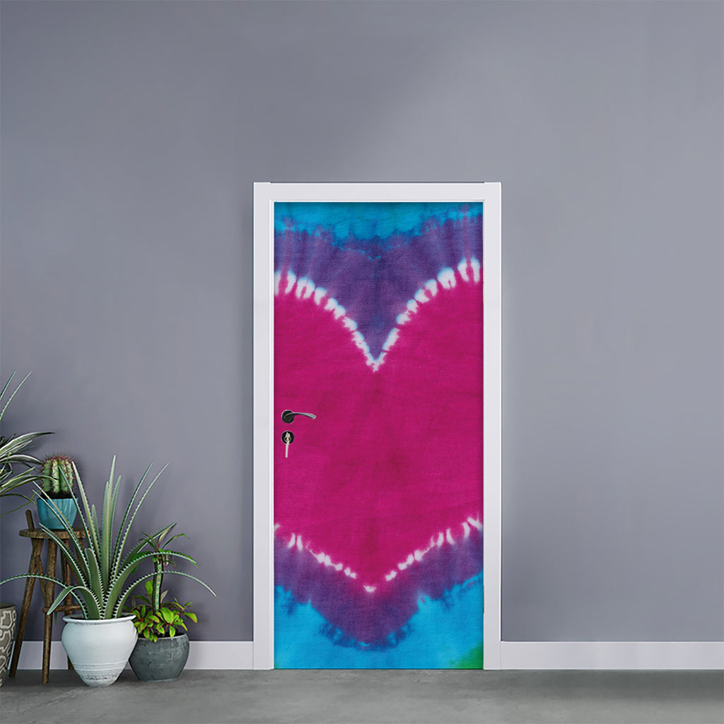 Colorful Heart Tie Dye Print Door Sticker