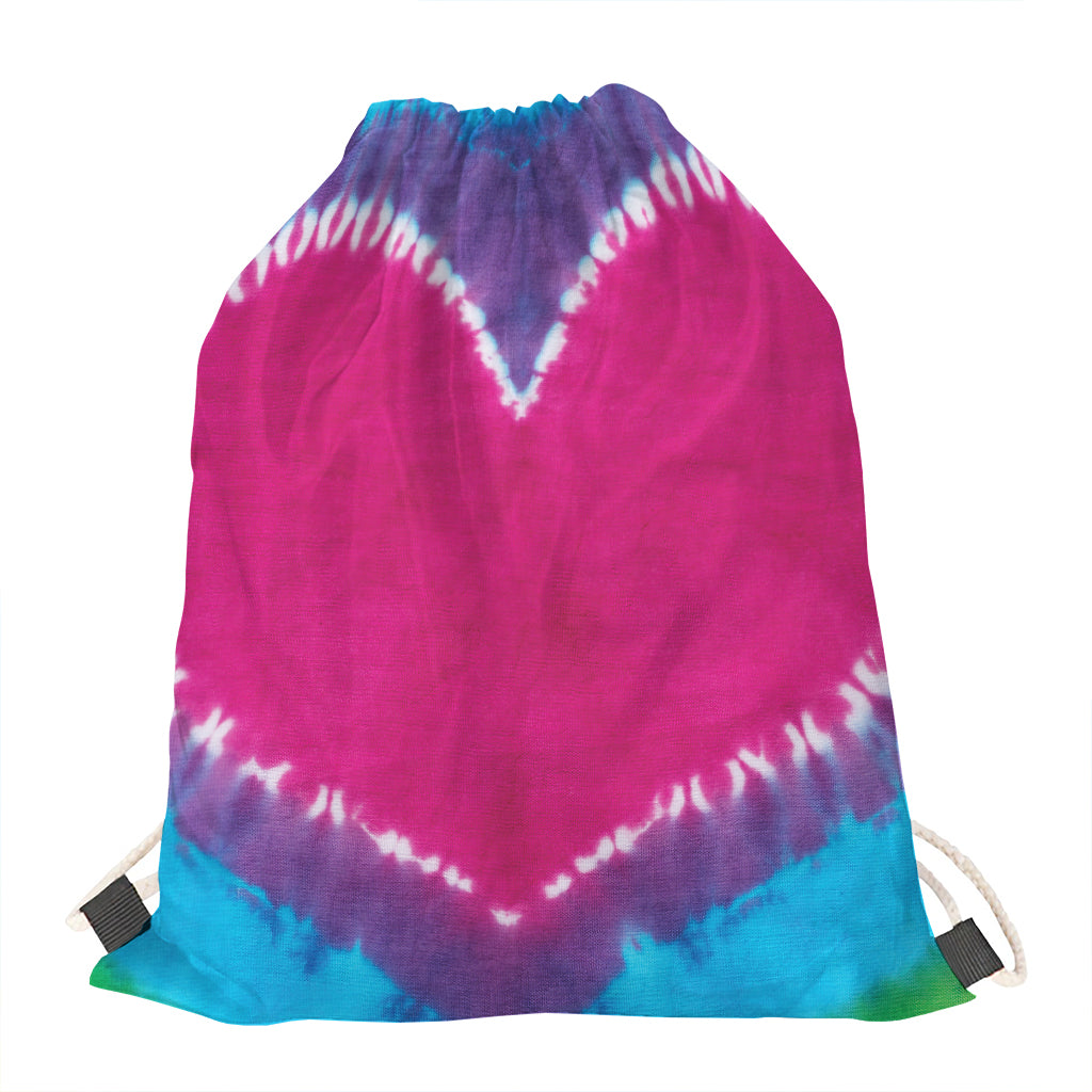 Colorful Heart Tie Dye Print Drawstring Bag