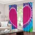 Colorful Heart Tie Dye Print Extra Wide Grommet Curtains