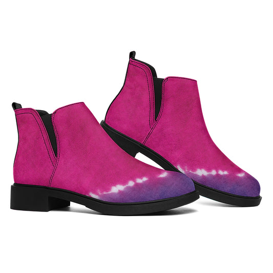 Colorful Heart Tie Dye Print Flat Ankle Boots