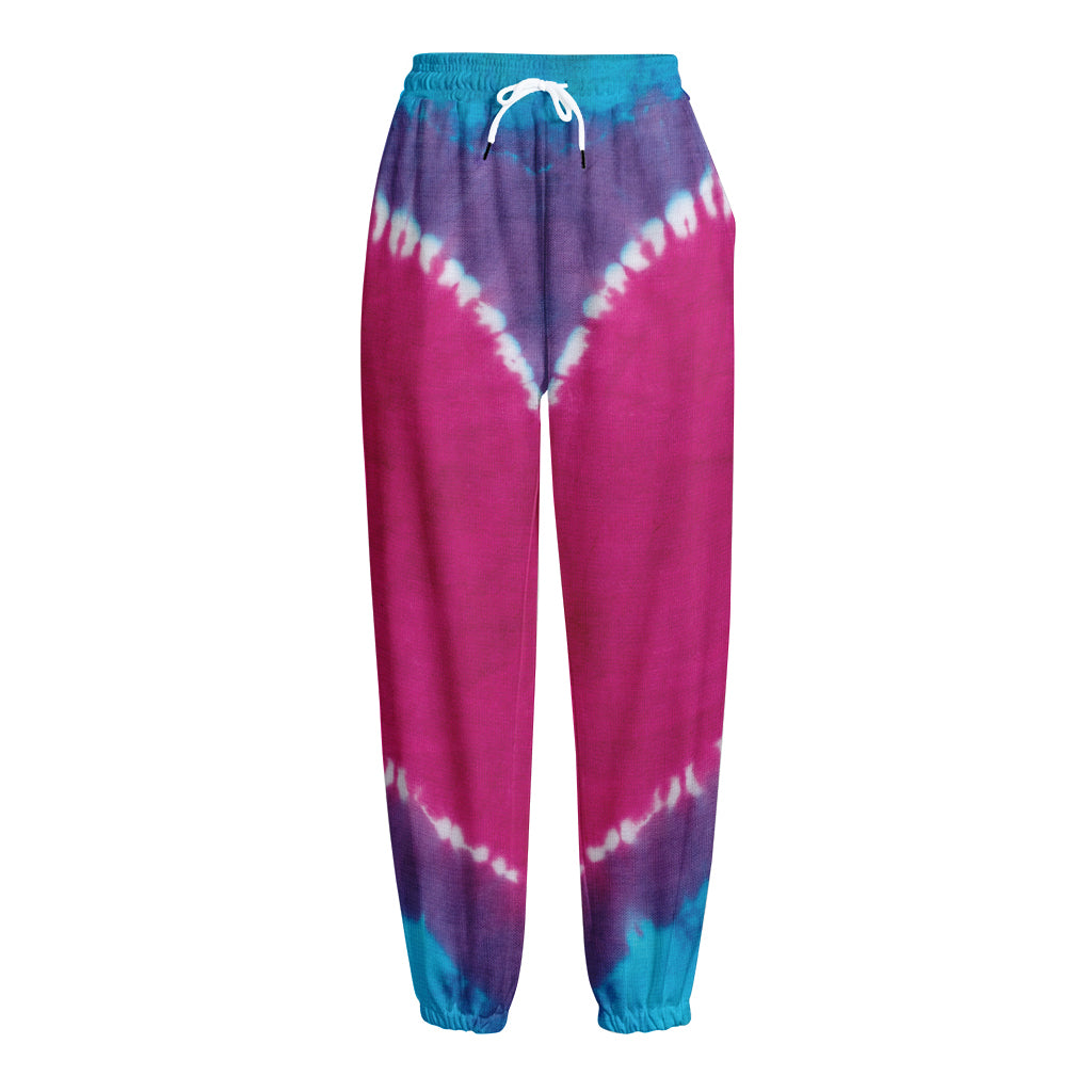 Colorful Heart Tie Dye Print Fleece Lined Knit Pants