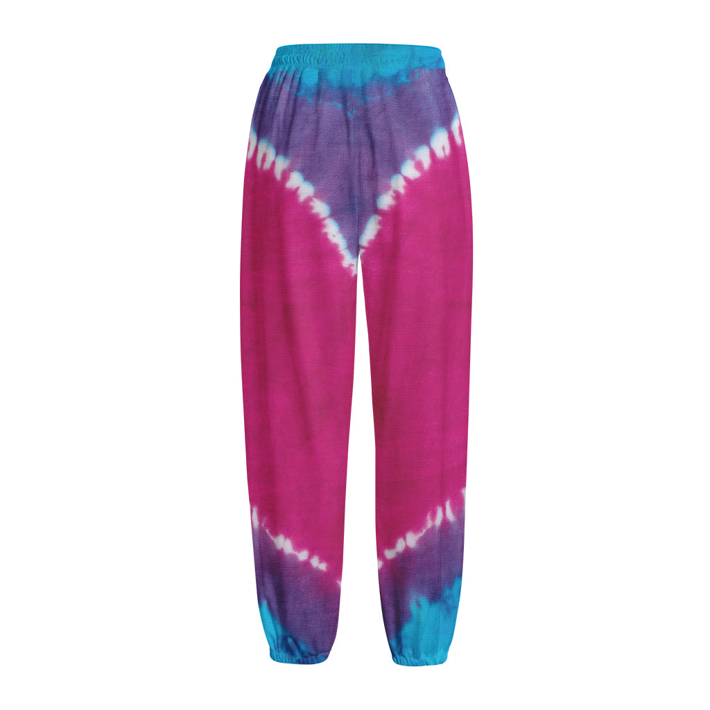 Colorful Heart Tie Dye Print Fleece Lined Knit Pants