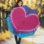 Colorful Heart Tie Dye Print Foldable Umbrella