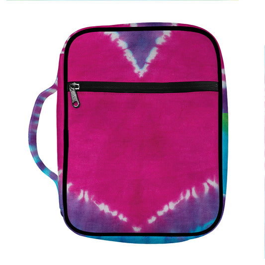 Colorful Heart Tie Dye Print Front Pocket Bible Bag