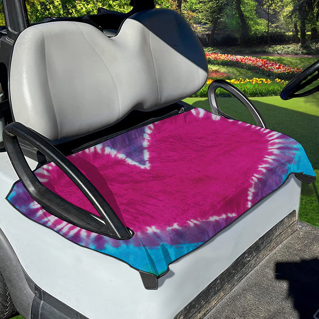 Colorful Heart Tie Dye Print Golf Cart Seat Cover